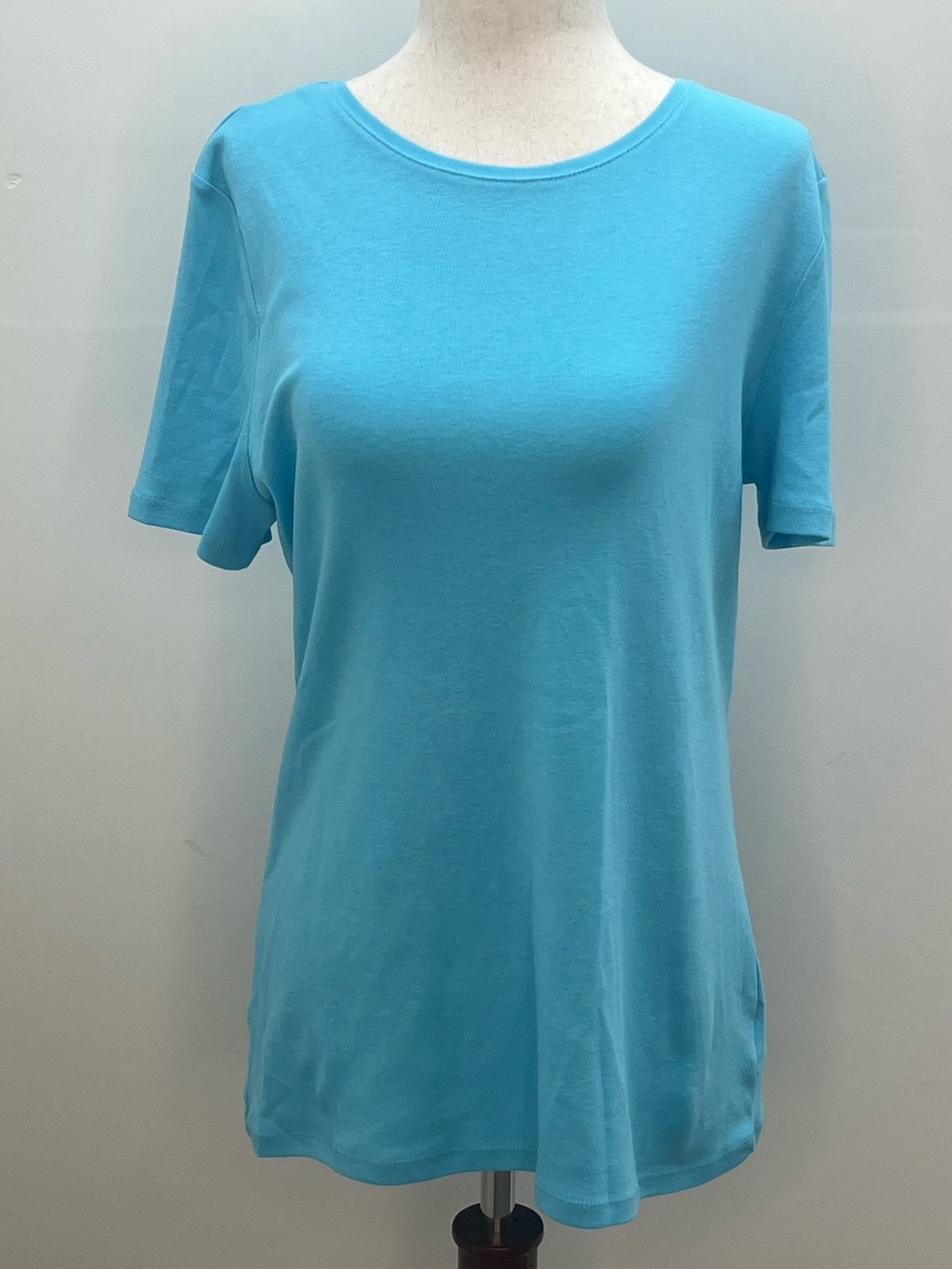 Talbots Tee Womens Blue Short Sleeve 100% Pima Cotton Basic Top Small